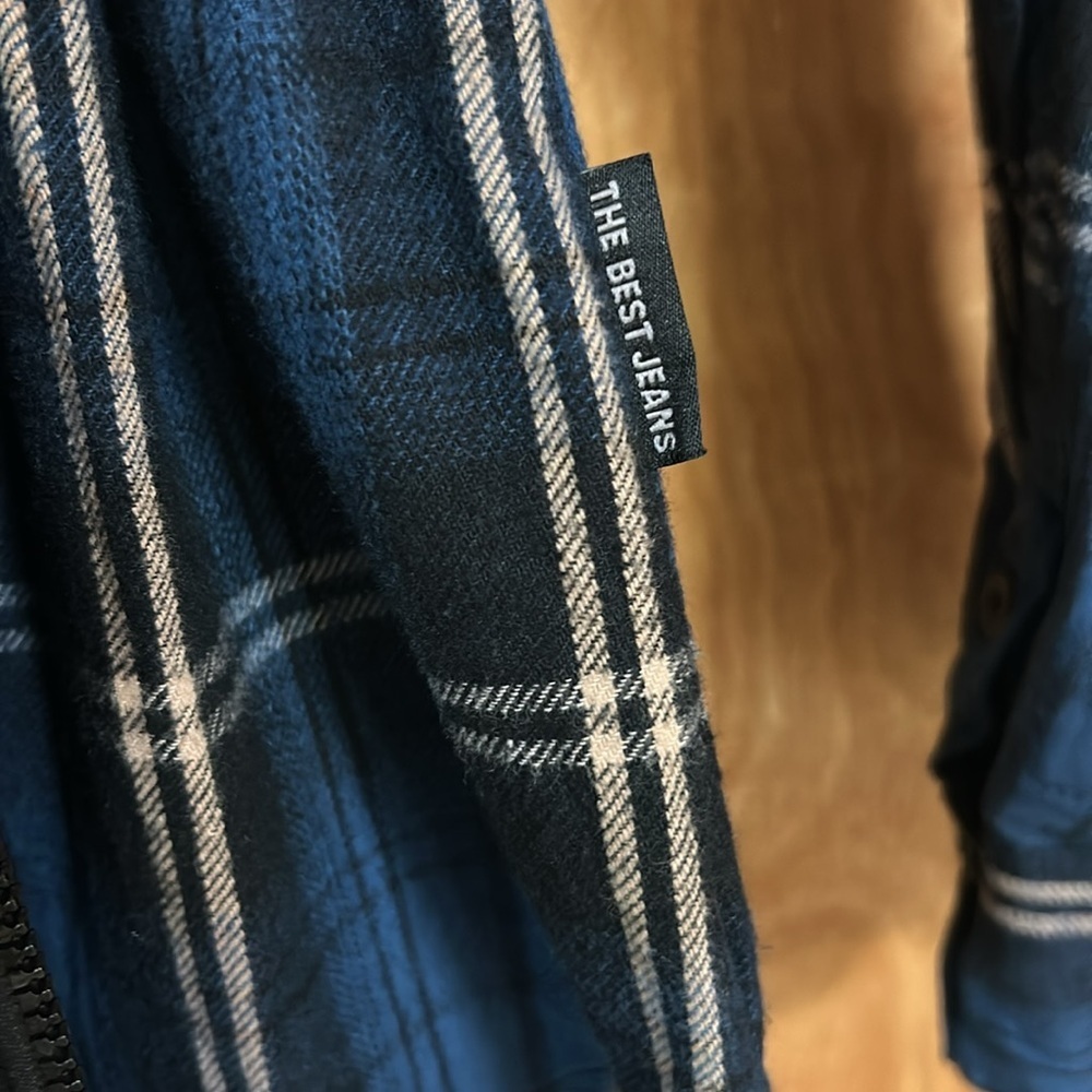 Boys Blue Plaid Hooded Sweater Size M/L - Picture 9 of 10